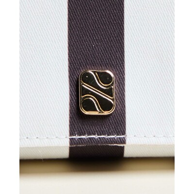 Pochette à bijoux de voyage Maison Scarlett Chic & Choc Catherine en coton - Rayures Crème / Réglisse