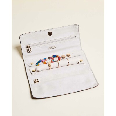 Pochette à bijoux de voyage Maison Scarlett Chic & Choc Catherine en coton - Zèbre Chocolat