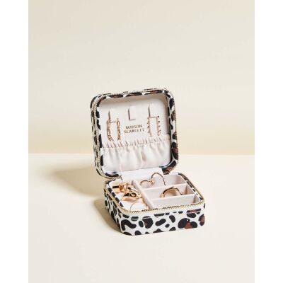 Boîte à bijoux de voyage Maison Scarlett Chic & Choc Corinne en coton - Léopard Crème
