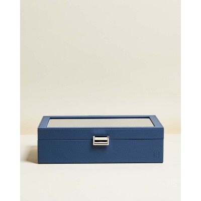 Boîte à montres Maison Scarlett Jean 10 emplacements en simili cuir - Bleu Saphir
