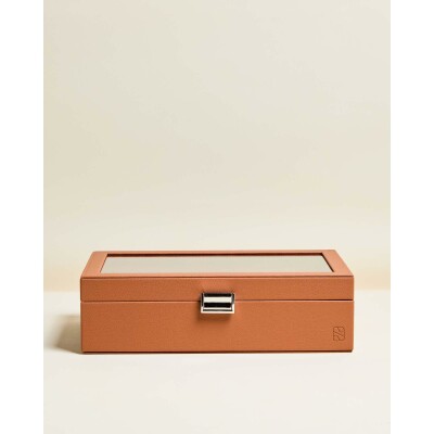 Boîte à montres Maison Scarlett Jean 10 emplacements en simili cuir - Caramel