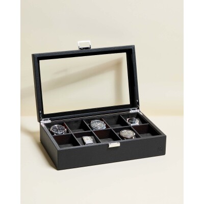Boîte à montres Maison Scarlett Jean 10 emplacements en simili cuir - Réglisse