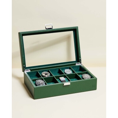 Boîte à montres Maison Scarlett Jean 10 emplacements en simili cuir - Vert Avocat