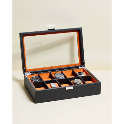 Boîte à montres Maison Scarlett Jean 10 emplacements en simili cuir - Réglisse