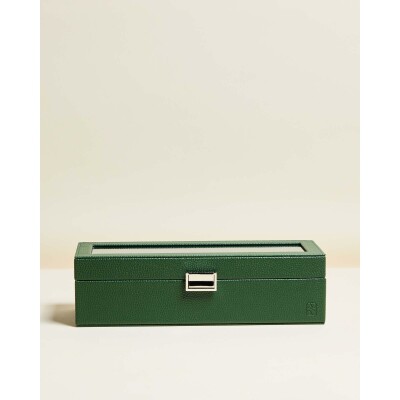 Boîte à montres Maison Scarlett Jean 5 emplacements en simili cuir - Vert Avocat