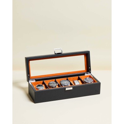 Boîte à montres Maison Scarlett Jean 5 emplacements en simili cuir - Réglisse