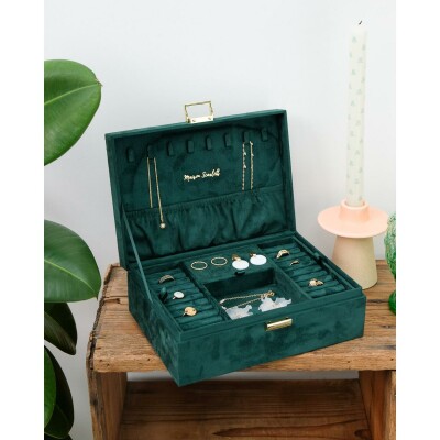 Boîte à bijoux Maison Scarlett Louise en velours - Vert