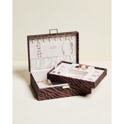 Boîte à bijoux Maison Scarlett Chic & Choc Louise en coton - Zèbre Chocolat