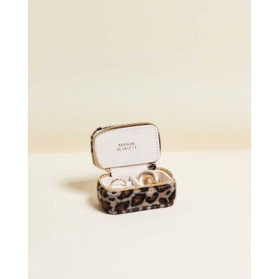 Boîte à bijoux de voyage Maison Scarlett Timeless Marie en velours - Léopard