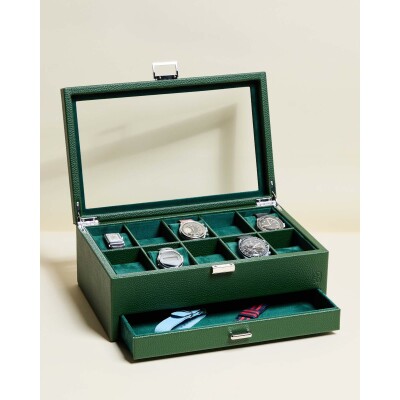 Boîte à montres Maison Scarlett Paul 10 emplacements en simili cuir - Vert Avocat