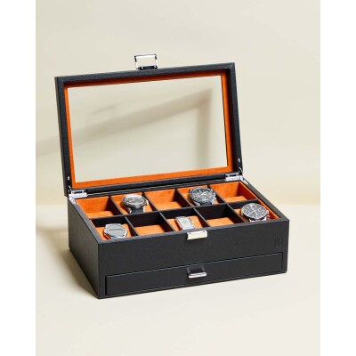 Boîte à montres Maison Scarlett Paul 10 emplacements en simili cuir - Réglisse