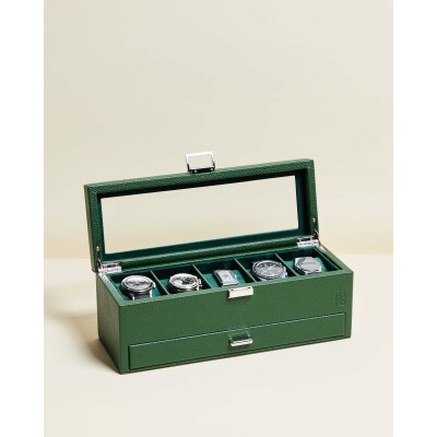 Boîte à montres Maison Scarlett Paul 5 emplacements en simili cuir - Vert Avocat