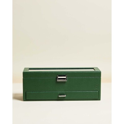 Boîte à montres Maison Scarlett Paul 5 emplacements en simili cuir - Vert Avocat