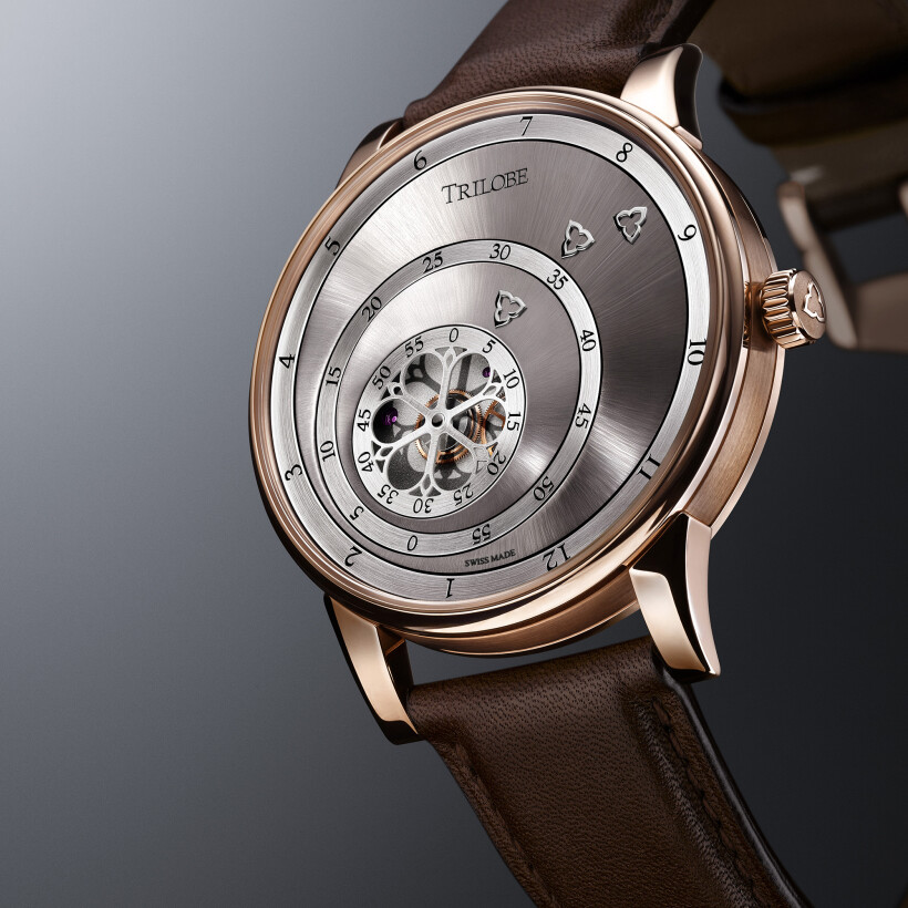Trilobe Les Matinaux Rose Gold, Sunray Silver watch