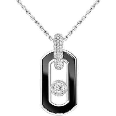 Collier Messika So Move en or blanc, onyx et diamants