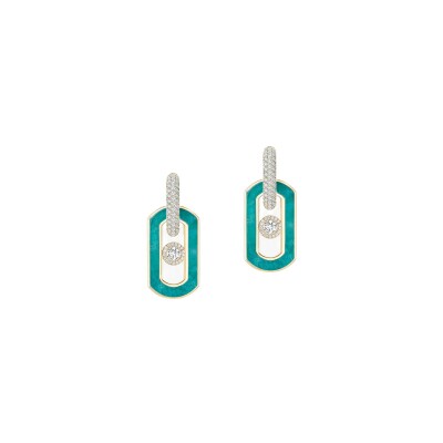 Boucles d'oreilles Messika So Move en or jaune, amazonite et diamants