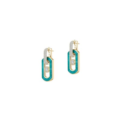 Boucles d'oreilles Messika So Move en or jaune, amazonite et diamants