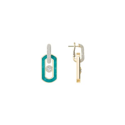 Boucles d'oreilles Messika So Move en or jaune, amazonite et diamants
