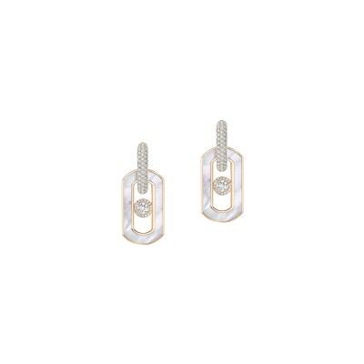 Messika So Move earrings in rose gold, white mother-of-pearl and diamonds