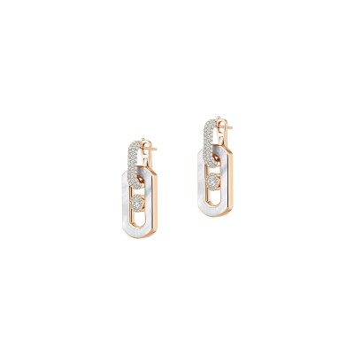 Messika So Move earrings in rose gold, white mother-of-pearl and diamonds