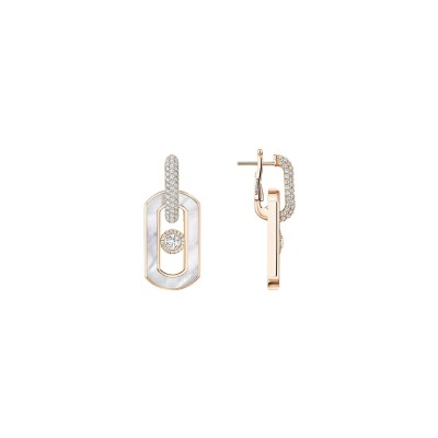 Messika So Move earrings in rose gold, white mother-of-pearl and diamonds