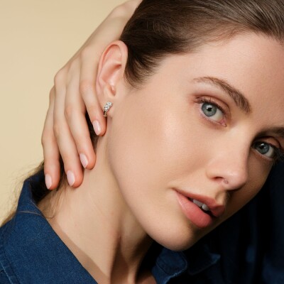 Boucles d'oreilles Mix&Match en or blanc et diamants taille baguette