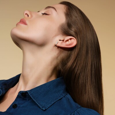 Boucles d'oreilles Mix&Match en or blanc et diamants taille baguette