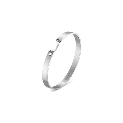Bracelet Bangle Nouvel Héritage Mood B. Paris Sky GM en or blanc et diamants noirs, taille 20cm