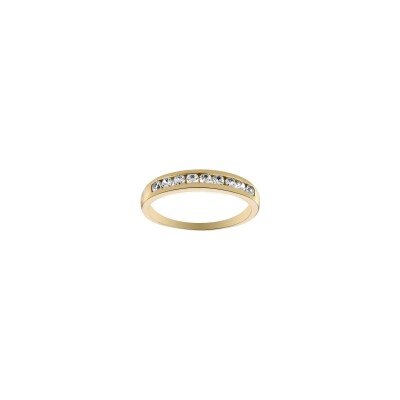 Bague demi tour en or jaune et oxyde de zirconium