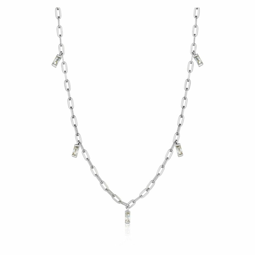 Collier Ania Haie Glow Getter en argent rhodié, oxyde de zirconium avec pampilles