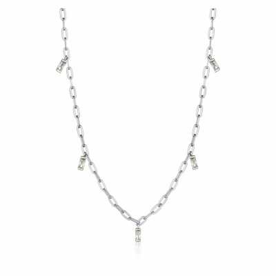 Collier Ania Haie Glow Getter en argent rhodié, oxyde de zirconium avec pampilles