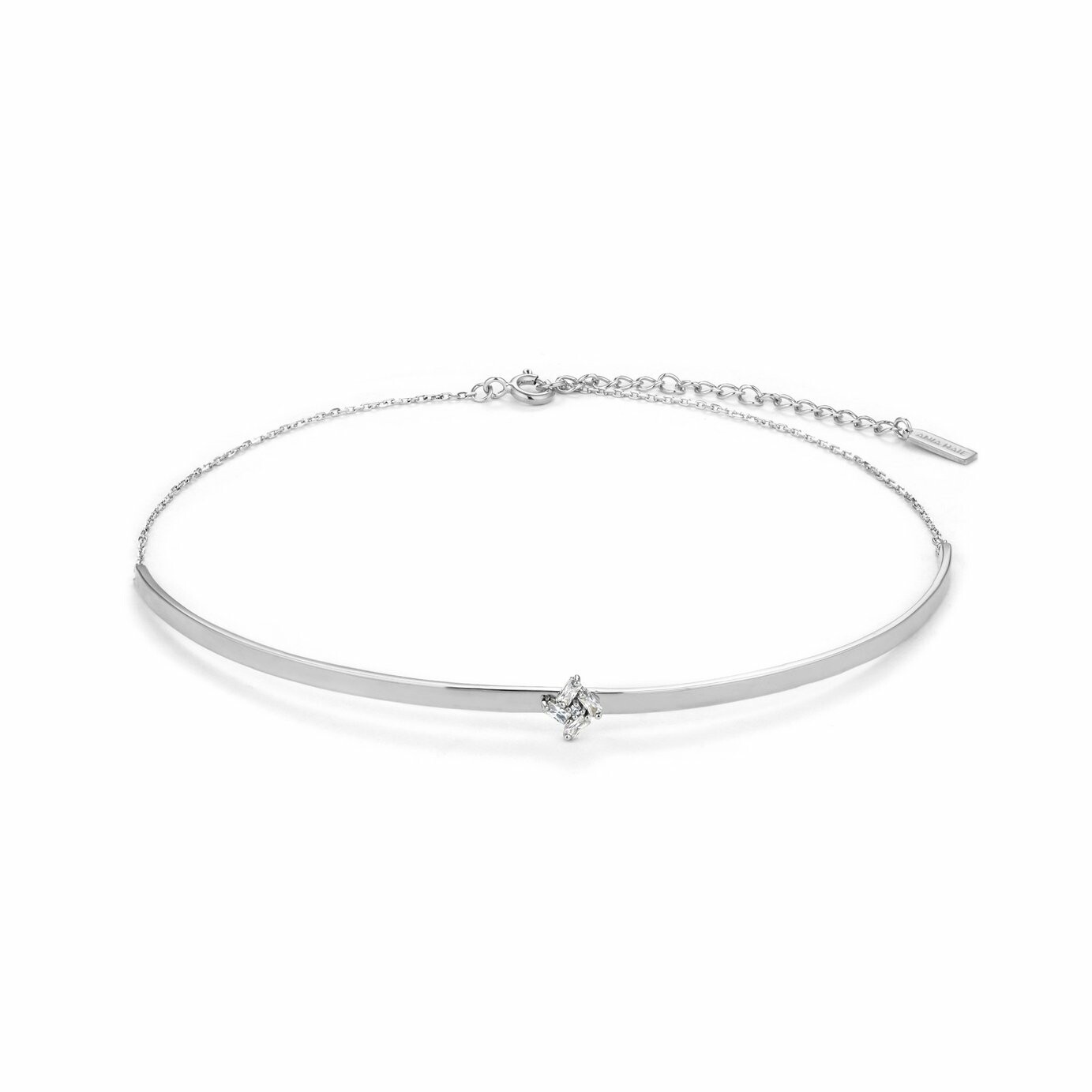 Collier choker Ania Haie Glow Getter en argent rhodié et oxyde de zirconium