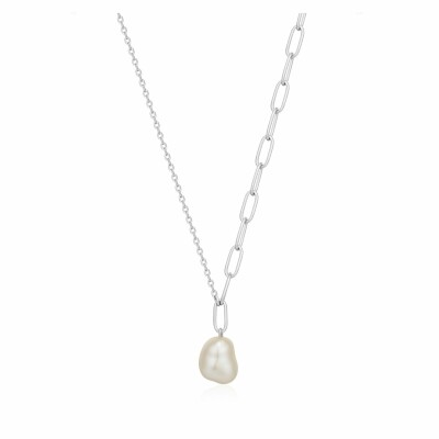 Collier chaines Ania Haie Pearl of Wisdom en argent rhodié et perle d'eau douce