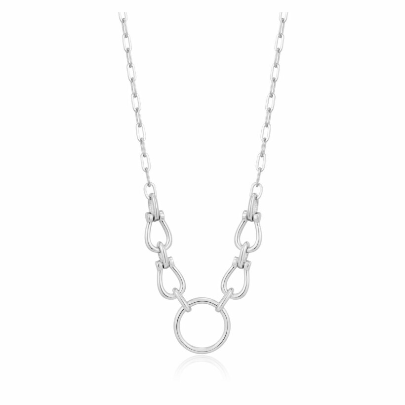 Collier fer à cheval Ania Haie Chain Reaction en argent rhodié