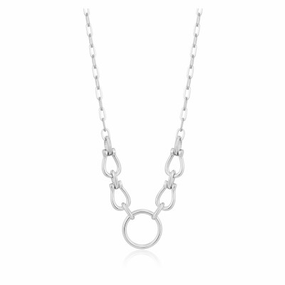 Collier fer à cheval Ania Haie Chain Reaction en argent rhodié