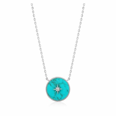 Collier Ania Haie Hidden Gem en argent rhodié, oxyde de zirconium et turquoise reconstituée