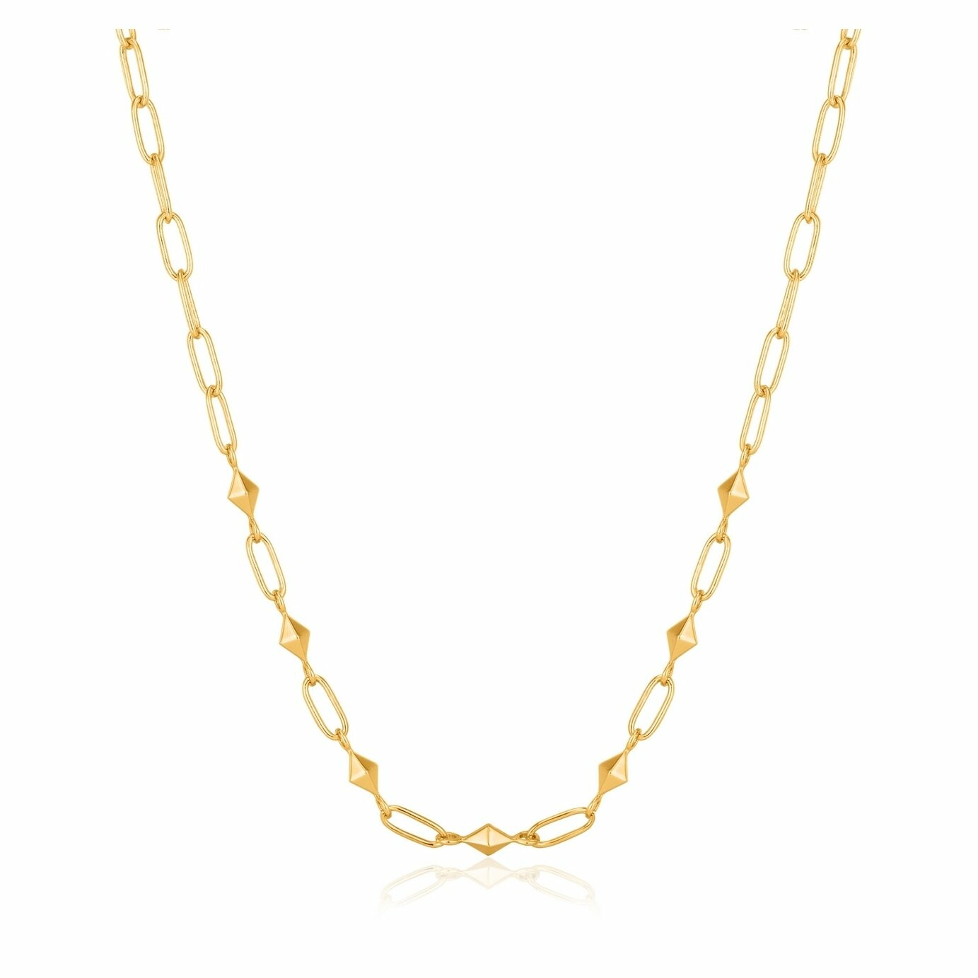 Collier maille Ania Haie Spike It Up en argent plaqué or jaune, motifs pointes