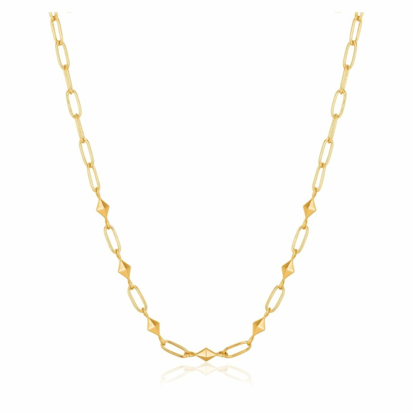 Collier maille Ania Haie Spike It Up en argent plaqué or jaune, motifs pointes