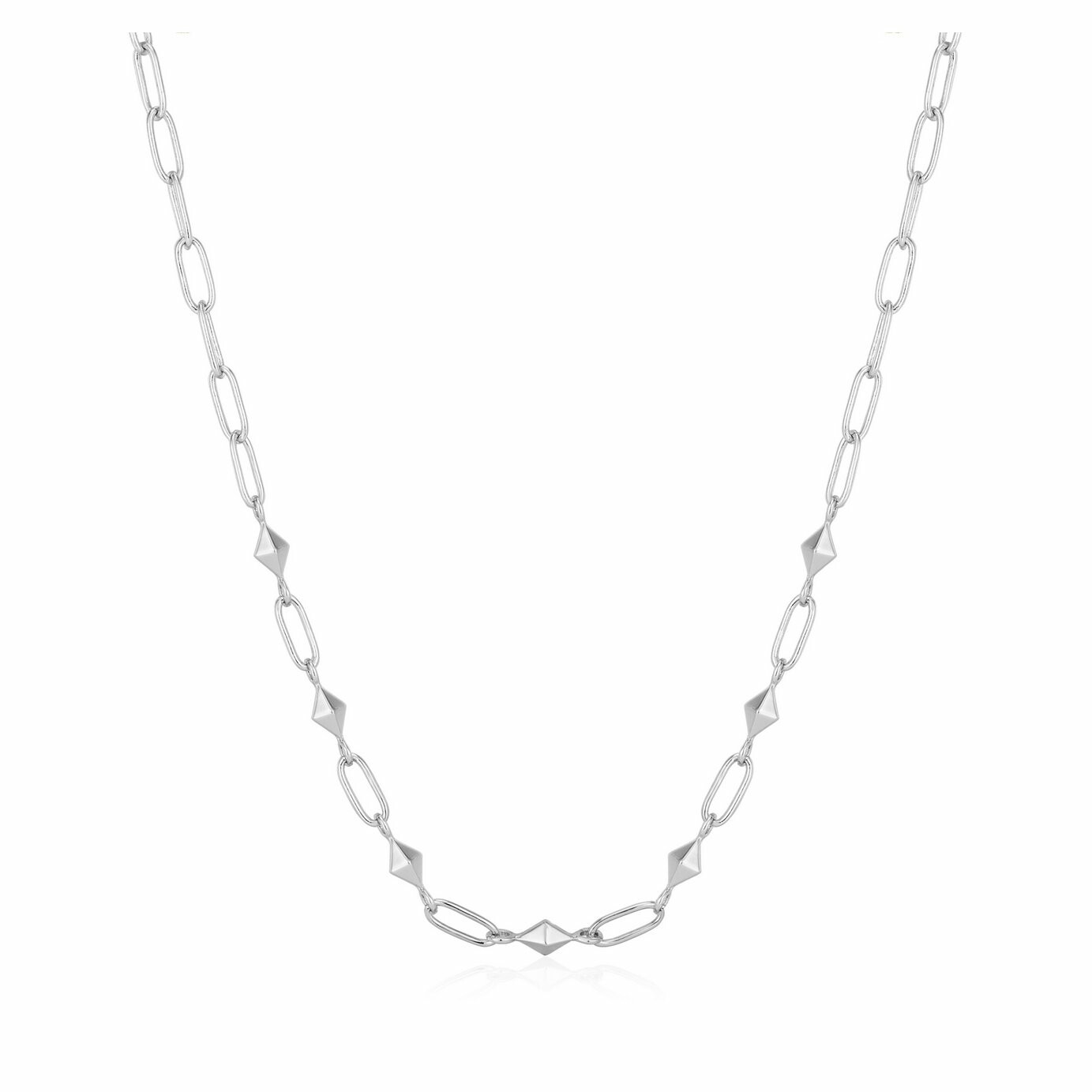 Collier maille Ania Haie Spike It Up en argent rhodié, motifs pointes