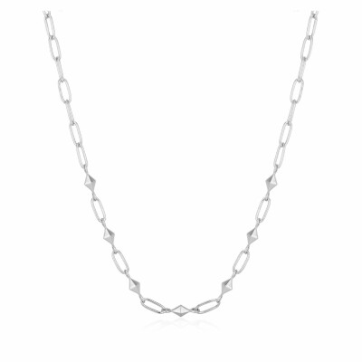 Collier maille Ania Haie Spike It Up en argent rhodié, motifs pointes