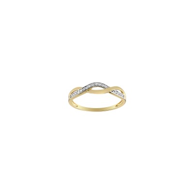 Bague en or jaune, rhodium et oxyde de zirconium
