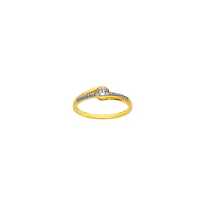 Bague en or jaune et oxydes de zirconium