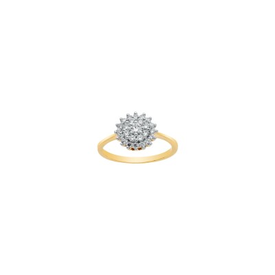 Bague en or jaune, or blanc et oxyde de zirconium