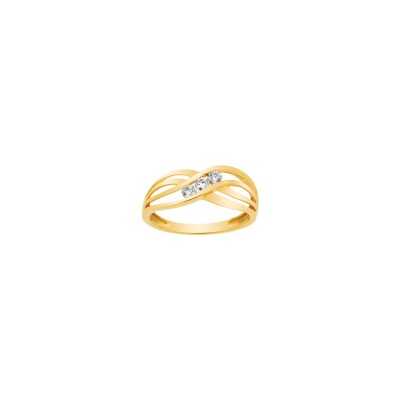 Bague en or jaune et oxyde de zirconium