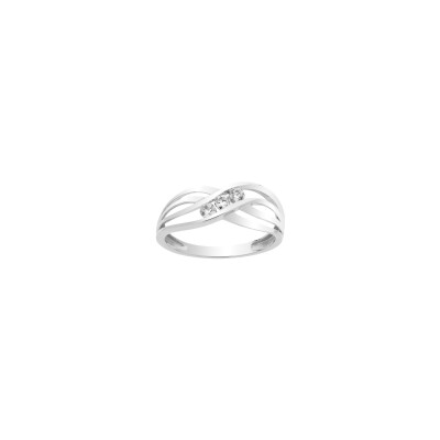 Bague en or blanc et oxyde de zirconium