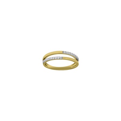 Bague en or jaune, or blanc et oxyde de zirconium