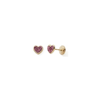 Boucles d’oreilles en or jaune et cristaux roses