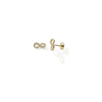 Boucles d’oreilles infini en or jaune et oxyde de zirconium