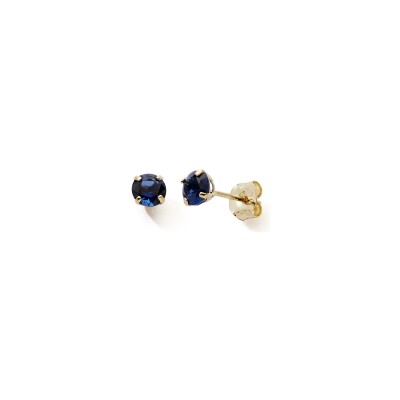 Boucles d’oreilles en or jaune et oxyde de zirconium bleu
