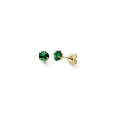 Boucles d’oreilles en or jaune et oxyde de zirconium vert